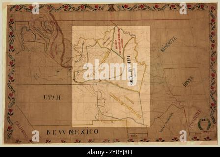Carte de Pierre-Jean de Smet en 1851. Les territoires indiens convenus dans le Traité de Fort Laramie (1851) sont représentés dans la zone claire : Assiniboine, Arikara, Hidatsa et Mandan, Sioux (Dakota ou Lakota), Crow, Arapaho et Cheyenne Banque D'Images