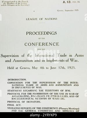 Le Protocole de Genève, traité interdisant l'emploi d'armes chimiques et biologiques dans les conflits armés internationaux. Il a été signé à Genève le 17 juin 1925. Banque D'Images