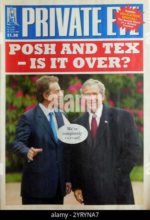 Couverture avant pf le magazine satirique britannique ? PRIVATE EYE?, 16 avril 2004 Tony Blair, George Bush. Banque D'Images