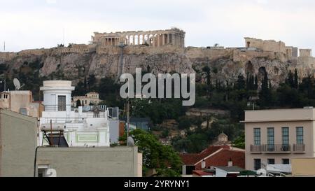 Le Parthénon est un ancien temple, sur l'Acropole athénienne, en Grèce, qui a été dédié à la déesse Athéna au cours du Ve siècle av. J.-C.. Banque D'Images