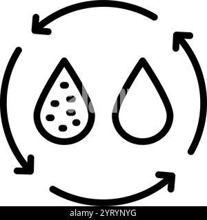 Icône de la ligne de flottaison du filtre. Osmose et dessalement. Procédé de filtration. Eau potable. Signe de contour des icônes de vecteur d'eau de filtre pour la conception de Web isolé Illustration de Vecteur