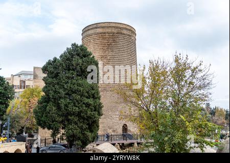 Intérieur de la vieille ville, Tour de la jeune fille, Bakou, Azerbaïdjan Banque D'Images