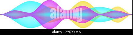 Les ondes sonores colorées qui se chevauchent créent une représentation visuelle vibrante et dynamique d'un signal audio numérique, symbolisant la musique, la conception sonore Illustration de Vecteur
