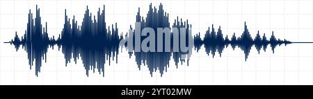 Le diagramme d'activité sismique bleu foncé, tracé sur un graphique, montre les ondes de radiofréquence et la forme d'onde de l'oscilloscope, représentant l'analyse des données et scientif Illustration de Vecteur