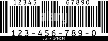 Code-barres noir et blanc affichant des chiffres de zéro à neuf, servant d'outil essentiel pour l'identification des produits de détail et l'inventaire efficace m Illustration de Vecteur