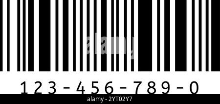 Code-barres noir et blanc affichant les nombres zéro à neuf, servant d'outil essentiel pour l'identification des produits de vente au détail et l'inventaire efficace m Illustration de Vecteur
