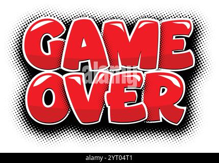 Game over icône pour le jeu d'interface utilisateur. En-tête de conception de dessin animé vectoriel sur fond transparent Illustration de Vecteur