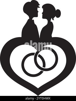 liens anneaux de mariage couple amour Illustration de Vecteur