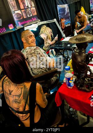 NOTE AUX BUREAUX : Tattoo Trojans Doncaster Tattoo Convention Doncaster, Angleterre, circa 2018 images restent copyright. Crédit photo à lire - Rob Leyla Banque D'Images