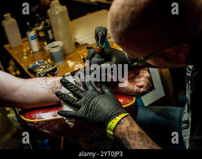 NOTE AUX BUREAUX : Tattoo Trojans Doncaster Tattoo Convention Doncaster, Angleterre, circa 2018 images restent copyright. Crédit photo à lire - Rob Leyla Banque D'Images