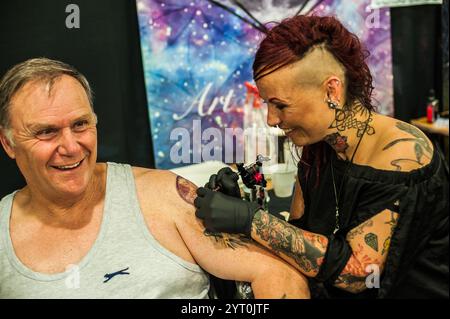 NOTE AUX BUREAUX : Tattoo Trojans Doncaster Tattoo Convention Doncaster, Angleterre, circa 2018 images restent copyright. Crédit photo à lire - Rob Leyla Banque D'Images