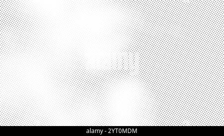 Texture de motif abstrait demi-teinte avec des points noirs disposés en dégradé de couleur sur un fond blanc. Gradient de bruit vectoriel. Illustration de Vecteur