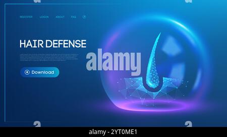 Follicule pileux numérique sous un dôme de bouclier de sphère virtuelle brillant avec un design futuriste et un accent d'innovation médicale Illustration de Vecteur