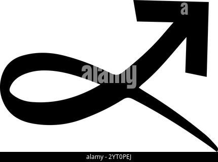 Signe du zodiaque sagittaire dessiné à la main fusionnant avec un symbole de l'infini, représentant la nature éternelle des influences astrologiques et cycliques Illustration de Vecteur