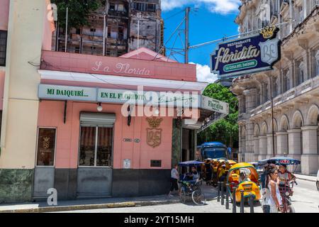 Le célèbre lieu El Floridita où Ernst Hemingway se trouvait dans le centre-ville de la Habana, la Havane, Cuba Banque D'Images