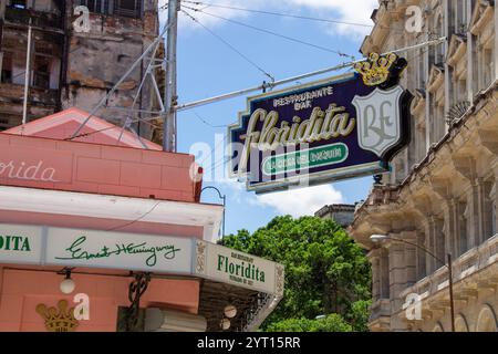 Le célèbre lieu El Floridita où Ernst Hemingway se trouvait dans le centre-ville de la Habana, la Havane, Cuba Banque D'Images