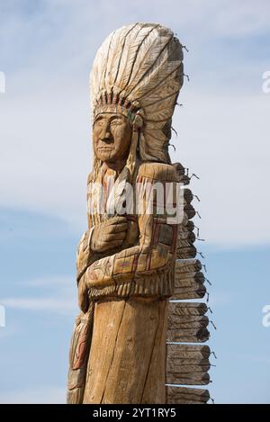 États-Unis, Montana, réserve indienne Crow, grandes plaines, statue sur réservation Banque D'Images