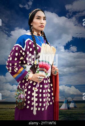 États-Unis ; Montana, Billings, Lakisha Flores, Crow Tribe MR 0635 Banque D'Images