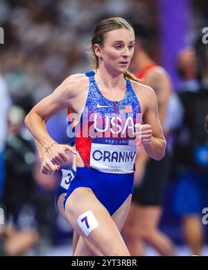 Elise Cranny participe au 1500 mètres aux Jeux Olympiques de Paris 2024. Banque D'Images