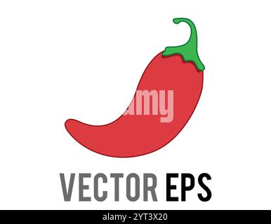 Le vecteur isolé rouge frisé piment mexicain icône plate avec tige verte, représentant un pied chaud et épicé Illustration de Vecteur