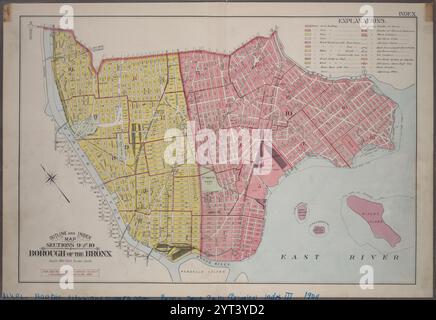 Plan et index, sections 9 et 10, arrondissement du Bronx. 1904 par Bromley, George Washington Banque D'Images