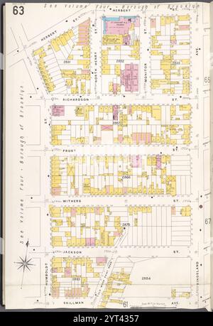 Brooklyn V. 9, plate No. 63 [Map Bounded by Herbert réunis, Kingsland Ave., Skillman Ave., Humboldt réunis] 1884 - 1936 Banque D'Images