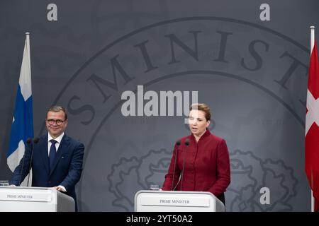 Copenhague, Danemark. 06 mai 2024. Le premier ministre finlandais Petteri Orpo (à gauche) et le premier ministre mette Frederiksen (à droite) tiennent une conférence de presse conjointe au cabinet du premier ministre. (Photo de Kristian Tuxen Ladegaard Berg/SOPA images/SIPA USA) crédit : Sipa USA/Alamy Live News Banque D'Images