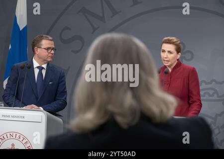 Copenhague, Danemark. 06 mai 2024. Le premier ministre finlandais Petteri Orpo (à gauche) et le premier ministre mette Frederiksen (à droite) tiennent une conférence de presse conjointe au cabinet du premier ministre. (Photo de Kristian Tuxen Ladegaard Berg/SOPA images/SIPA USA) crédit : Sipa USA/Alamy Live News Banque D'Images