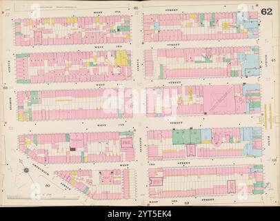 Manhattan, V. 3, double page plate No. 62 [Map Bounded by W. 17th assuré, 6th Ave., W. 12th assuré, Greenwich Ave., 8th Ave.] 1895 Banque D'Images