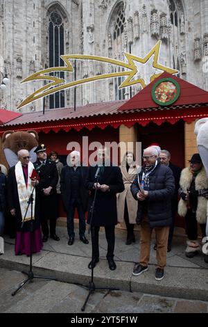 Milan, Italie. 06th Dec, 2024. Nella foto Beppe SalaMilano - Italia - Cronaca Venerd&#xec;, 06 Dicembre, 2024 (Foto di Marco Ottico/Lapresse) inauguration des marchés de Noël dans la cathédrale Milan, Italie - Actualités vendredi, 06 décembre, 2024 (photo de Marco Ottico/Lapresse) crédit : LaPresse/Alamy Live News Banque D'Images