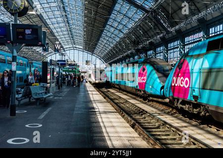 TGV Ouigo train à grande vitesse à la gare de Bordeaux Saint-Jean (sud-ouest de la France) *** local légende *** Banque D'Images