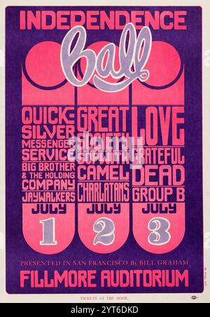 Grateful Dead, Janis Joplin, Jaywalkers, Great Society, charlatans, Grace Slick 1966 Fillmore Auditorium affiche de concert de Wes Wilson Banque D'Images