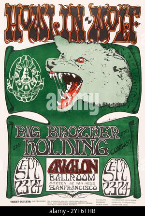 Howlin' Wolf, Janis Joplin feat Big Brother and the Holding Company - 1966 Avalon Ballrom, San Francisco, Vintage concert Poster - Mouse Studios Banque D'Images