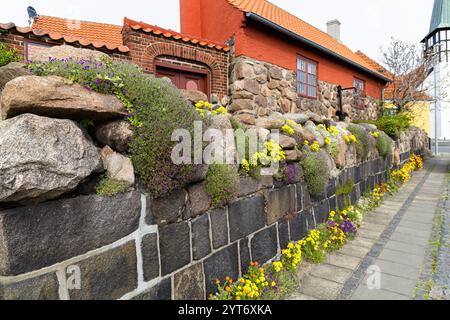 Ancienne rue de la ville de Ronne, île de Bornholm, Danemark - 25 novembre 2024 Banque D'Images