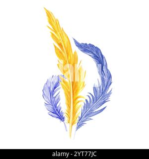 Plumes d'oiseau aquarelle en couronne de couleurs de carnaval mardi gras avec un espace vide pour le texte. Fond isolé d'illustration de panache naturel coloré. Banque D'Images