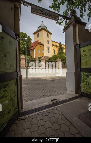 Vieux bâtiments joliment décorés dans une vieille ville historique. Photo du centre-ville de la ville de cinq églises, Pecs, Del-Dunantul, Hongrie Banque D'Images