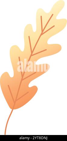 Feuille de chêne stylisée unique avec un schéma de couleur orange dégradé symbolisant la transition de l'été à l'automne, évoquant des sentiments de chaleur et de saison Illustration de Vecteur