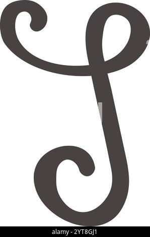 La lettre j stylisée présente des lignes tourbillonnantes élégantes, créant un design visuellement attrayant sur un fond blanc propre, adapté à divers designs Illustration de Vecteur