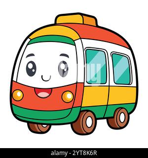 Smiling Subway train Fun Vector illustration de dessin animé - Design dynamique et ludique pour les enfants et les thèmes de transport Illustration de Vecteur