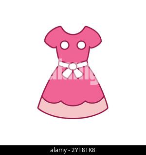 Vintage pois oeillet bébé filles robe silhouette design d'art vectoriel avec un look élégant et intemporel. Parfait pour les projets de mode, rétro-les Illustration de Vecteur