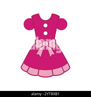 Vintage pois oeillet bébé filles robe silhouette design d'art vectoriel avec un look élégant et intemporel. Parfait pour les projets de mode, rétro-les Illustration de Vecteur