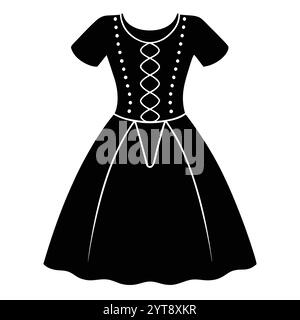 Vintage pois oeillet bébé filles robe silhouette design d'art vectoriel avec un look élégant et intemporel. Parfait pour les projets de mode, rétro-les Illustration de Vecteur