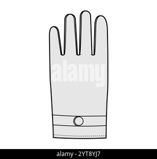 Gants de conduite accessoire de main de mode vêtements illustration technique vêtement. Vue avant vectorielle pour les hommes, les femmes, modèle plat unisexe modèle CAD maquette contour d'esquisse sur fond blanc Illustration de Vecteur