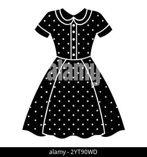 Vintage pois oeillet bébé filles robe silhouette design d'art vectoriel avec un look élégant et intemporel. Parfait pour les projets de mode, rétro-les Illustration de Vecteur