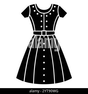 Vintage pois oeillet bébé filles robe silhouette design d'art vectoriel avec un look élégant et intemporel. Parfait pour les projets de mode, rétro-les Illustration de Vecteur