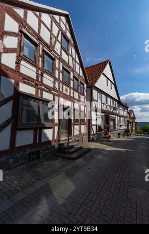 Vieilles maisons à colombages à Waldeck am Edersee, Hesse, Allemagne. Banque D'Images