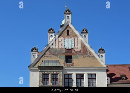 Pignon de la mairie de Freising, haute-Bavière Banque D'Images