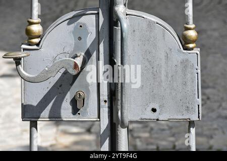 Château sur une porte en treillis Banque D'Images