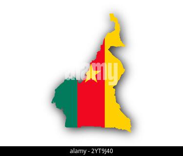 La carte et drapeau du Cameroun Banque D'Images