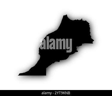 Carte du Maroc avec des ombres Banque D'Images